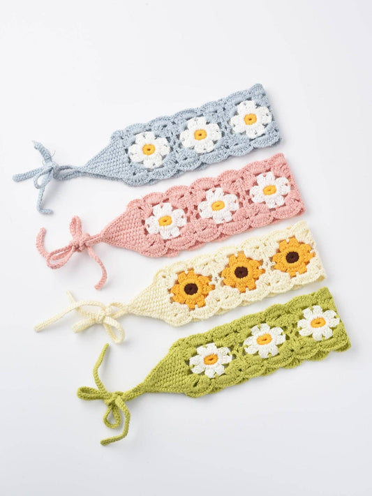 Scarvii - Four Color Crochet Flower Hairband: PINK