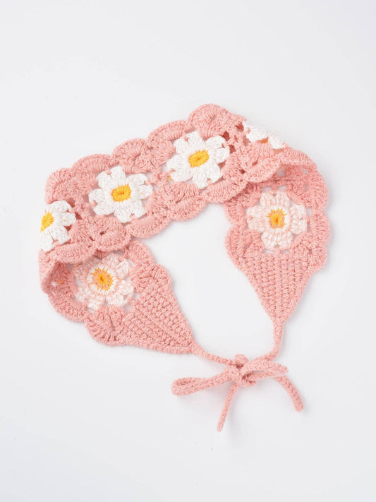 Scarvii - Four Color Crochet Flower Hairband: PINK
