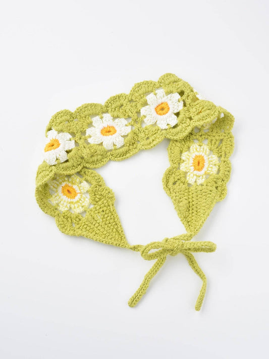 Scarvii - Four Color Crochet Flower Hairband: GREEN